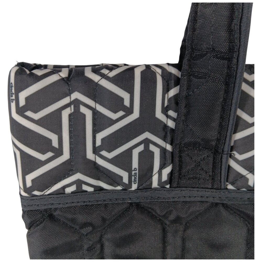 CINDA B-Jet Set Black Essentials Tote-Purse-Shoulder Bag-Quilted Pattern - Picture 11 of 12
